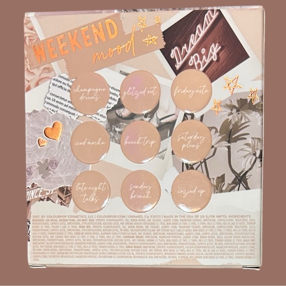 ColourPop Weekend Mood Pressed Powder Eye Shadow Palette Neutrals & Corals NIB - Picture 2 of 13